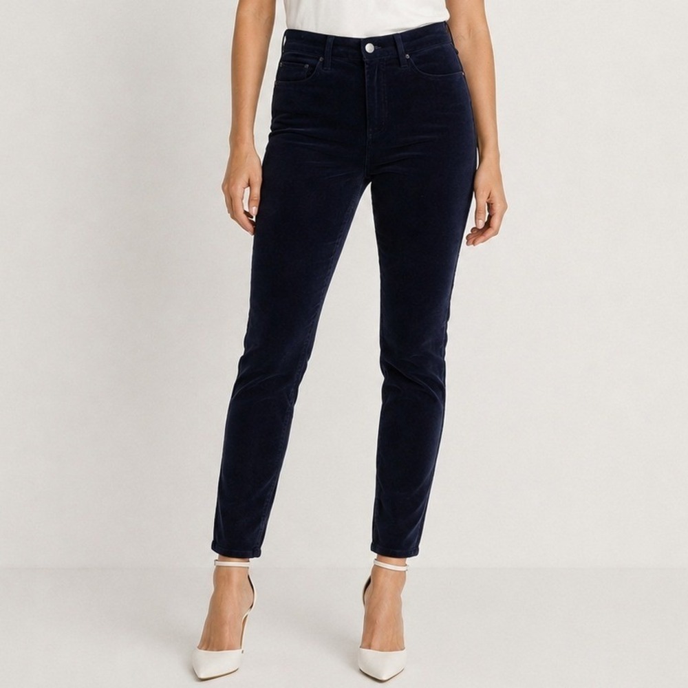 L'AGENCE Monique Pants 24 Dark Navy Velvet Ultra High Rise Skinny